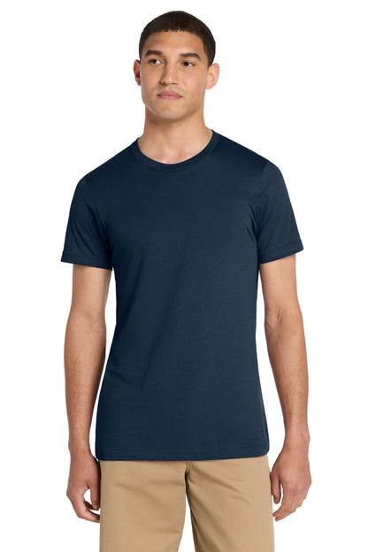 Front View of Navy BELLA+CANVAS Unisex Jersey Short Sleeve Tee. BC3001 plain