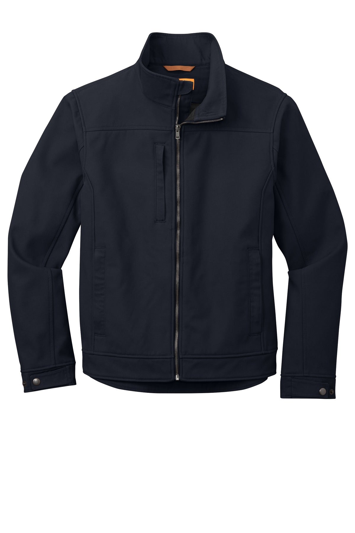 Front View of Navy Blue CornerStone Duck Bonded Soft Shell Jacket CSJ60 plain