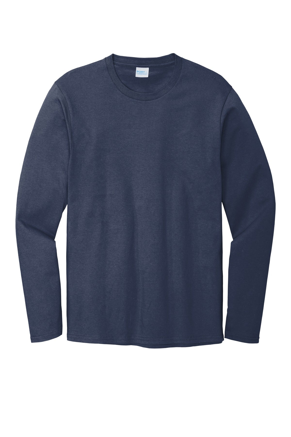 Front View of Navy Blue Port & Co Long Sleeve Bouncer Tee PC600LS plain