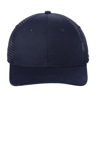 Front View of Navy Carhartt Canvas Mesh Back Cap CT105298 plain