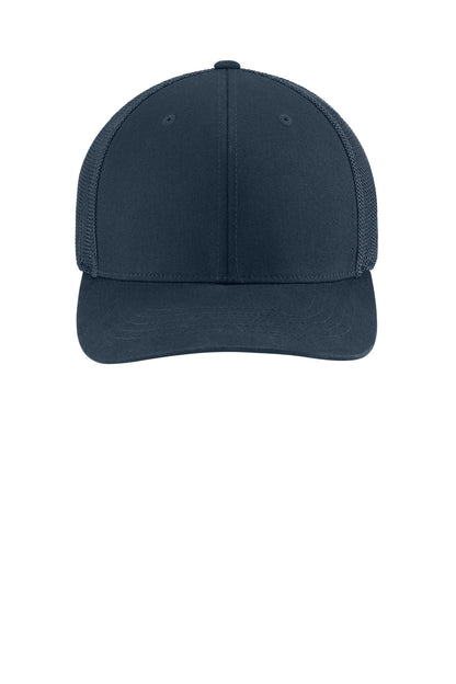 Front View of Navy Carhartt Flexfit 110 Mesh Back Cap CT106577 plain