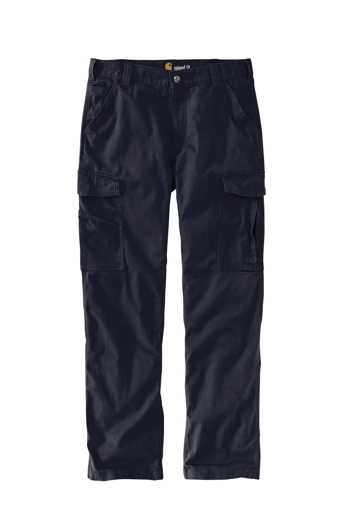 Front View of Navy Carhartt Rugged Flex Rigby Cargo Pant CT103574 plain
