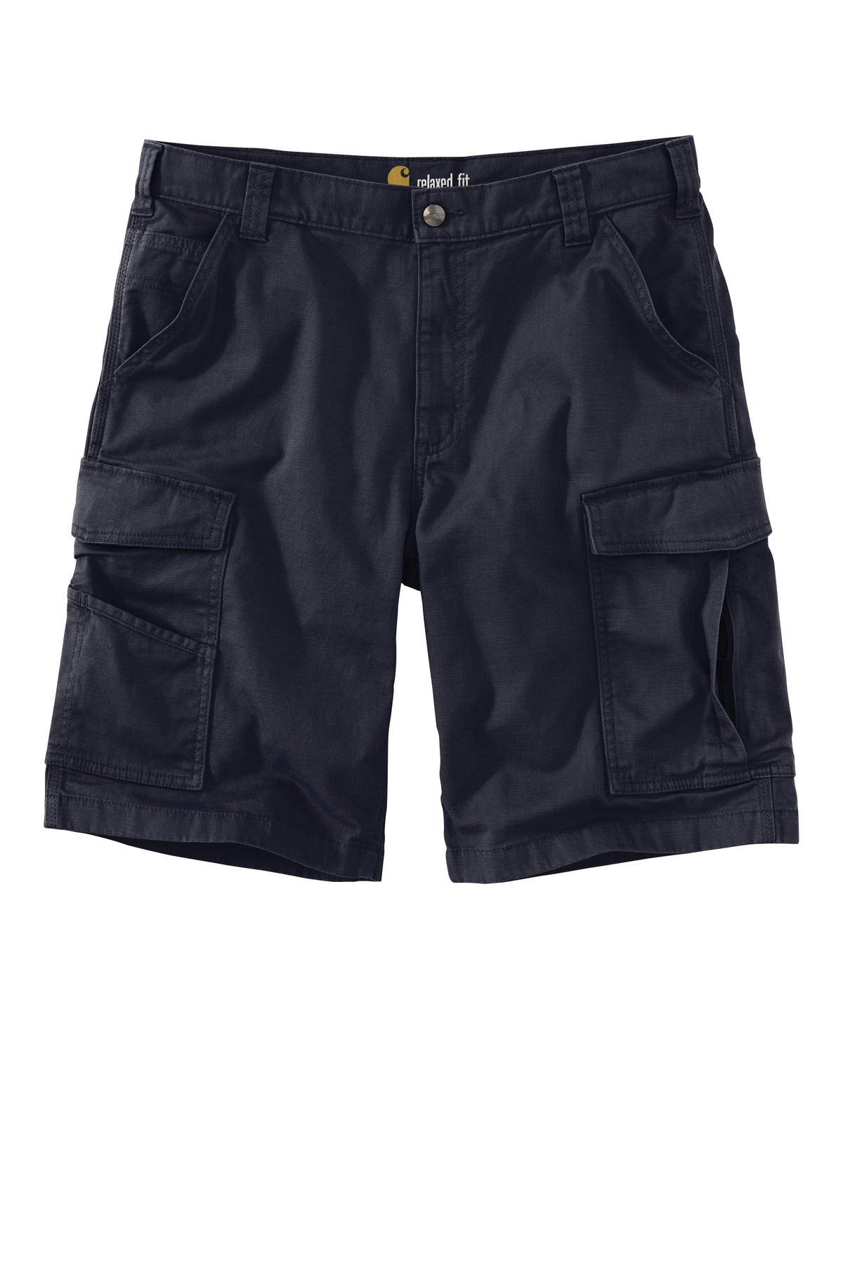 Front View of Navy Carhartt Rugged Flex Rigby Cargo Short CT103542 plain