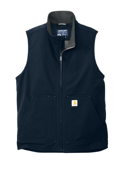 Front View of Navy Carhartt Super Dux Soft Shell Vest CT105535 plain