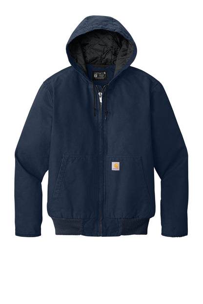 Front View of Navy Carhartt Washed Duck Active Jac. CT104050 plain