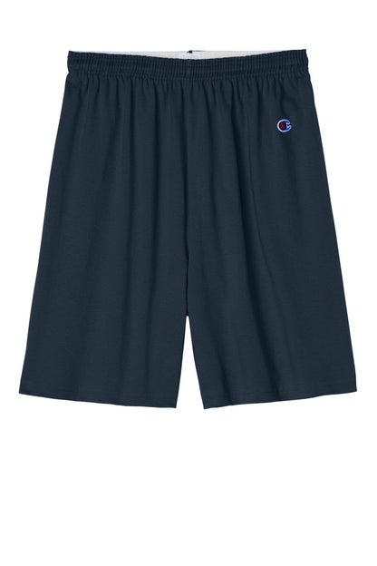 Front View of Navy Champion Cotton Gym Short 8187 plain