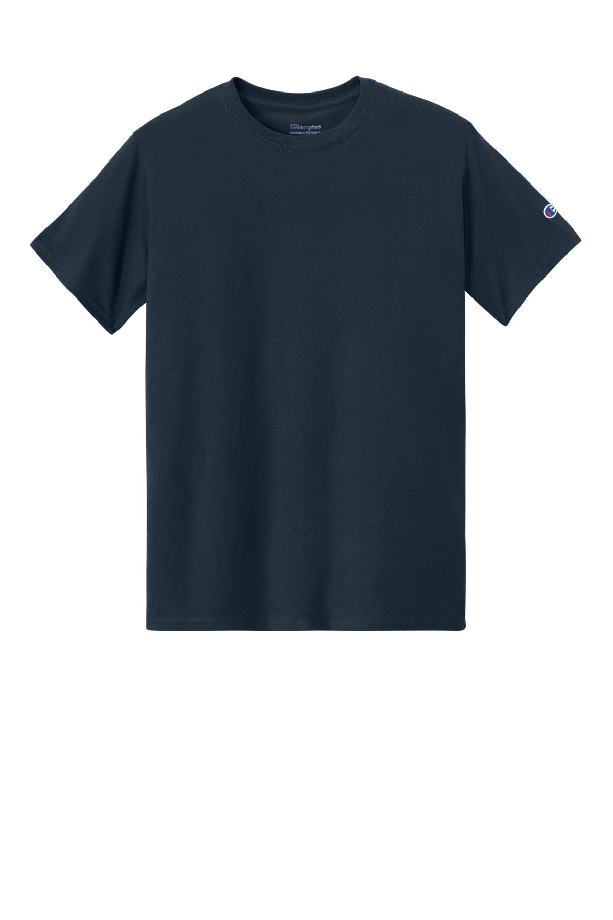 Front View of Navy Champion Heritage 6-Oz. Jersey Tee T425 plain