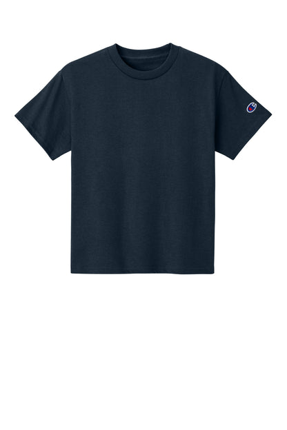 Front View of Navy Champion Youth Jersey Short Sleeve Tee CH1081 plain