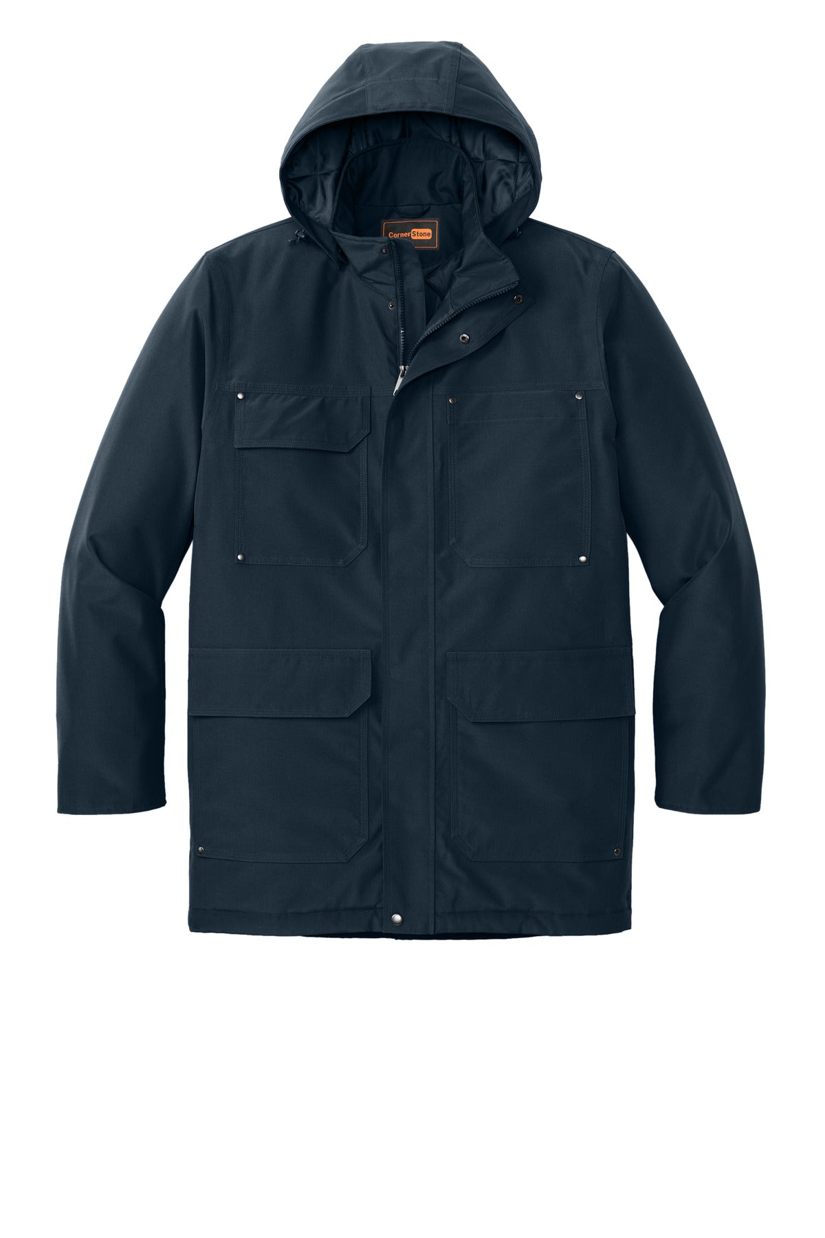 Front View of Navy CornerStone Elements Insulated Parka CSJ10 plain