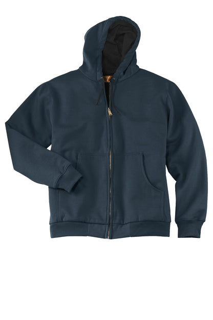 Front View of Navy CornerStone - Heavyweight Full-Zip Hooded Sweatshirt with Thermal Lining. CS620 plain