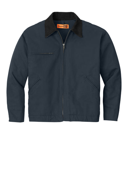 Front View of Navy CornerStone Tall Duck Cloth Work Jacket. TLJ763 plain
