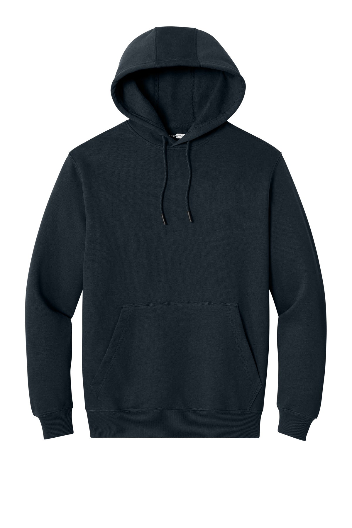 Front View of Navy CornerStone Tough Fleece Pullover Hoodie CSF630 plain