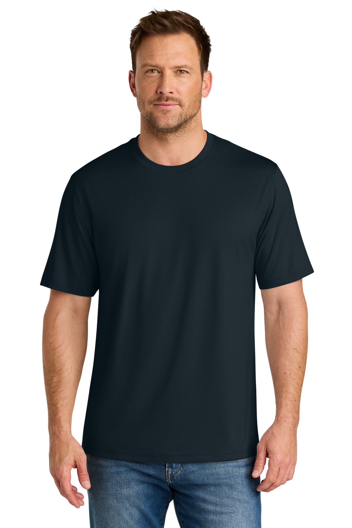Front View of Navy CornerStone Workwear Pro Short Sleeve Tee CS440 plain