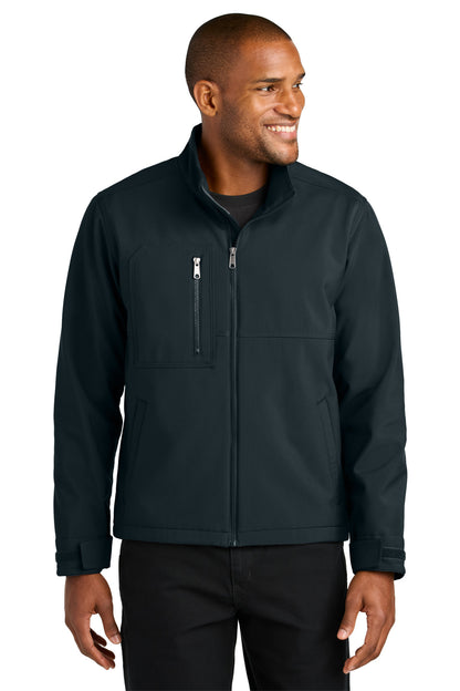 Front View of Navy CornerStone Workwear Soft Shell CSJ70 plain