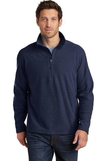 Front View of Navy Eddie Bauer 1/2-Zip Microfleece Jacket. EB226 plain