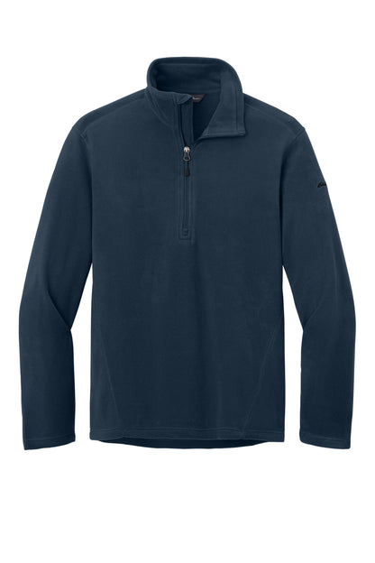 Front View of Navy Eddie Bauer 1/2-Zip Microfleece Jacket. EB226 plain