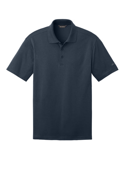 Front View of Navy Eddie Bauer Performance Polo. EB102 plain