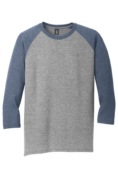 Front View of Navy Fr/Gry Fr District Perfect Tri 3/4-Sleeve Raglan. DM136 plain
