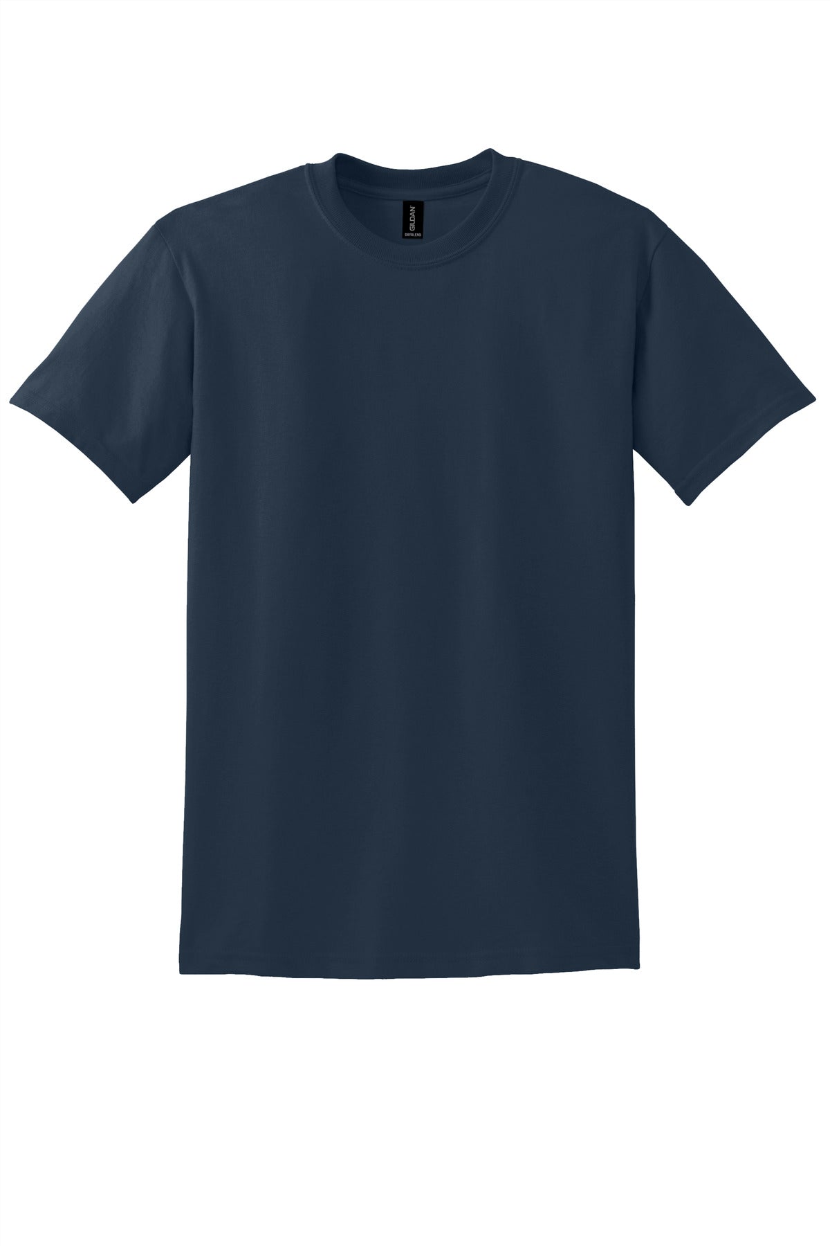 Front View of Navy Gildan DryBlend 50 Cotton/50 Poly T-Shirt. 8000 plain