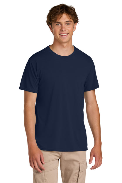 Front View of Navy Gildan Gildan Performance T-Shirt. 42000 plain