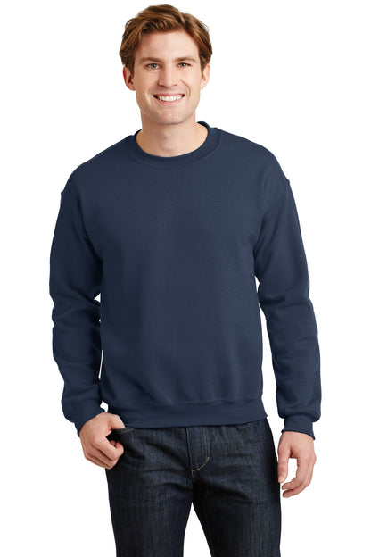 Front View of Navy Gildan Heavy Blend Crewneck Sweatshirt. 18000 plain
