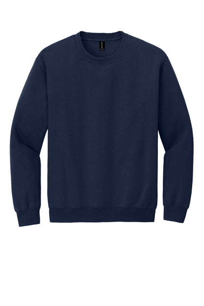 Front View of Navy Gildan Heavy Blend Crewneck Sweatshirt. 18000 plain
