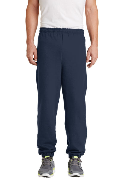 Front View of Navy Gildan Heavy Blend Sweatpant. 18200 plain