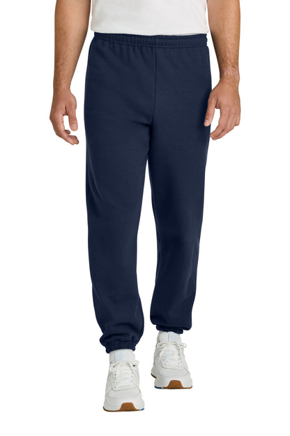 Front View of Navy Gildan Heavy Blend Sweatpant. 18200 plain
