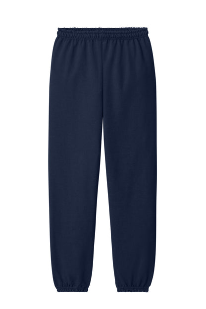 Front View of Navy Gildan Heavy Blend Sweatpant. 18200 plain