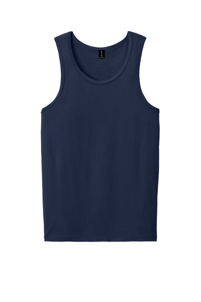 Front View of Navy Gildan Heavy Cotton Tank Top. G5200 plain
