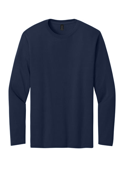 Front View of Navy Gildan Performance Long Sleeve T-Shirt. 42400 plain