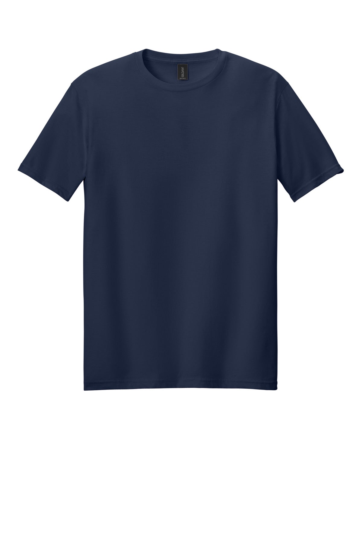 Front View of Navy Gildan Softstyle T-Shirt. 64000 plain