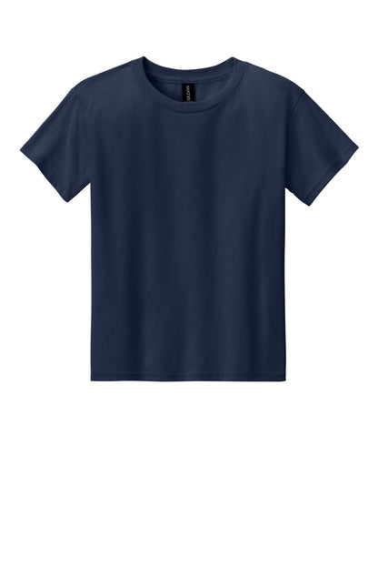 Front View of Navy Gildan Youth Light Cotton Tee 3000B plain