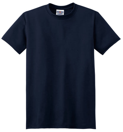 Front View of Navy Jerzees Dri-Power 100% Polyester T-Shirt. 21M plain