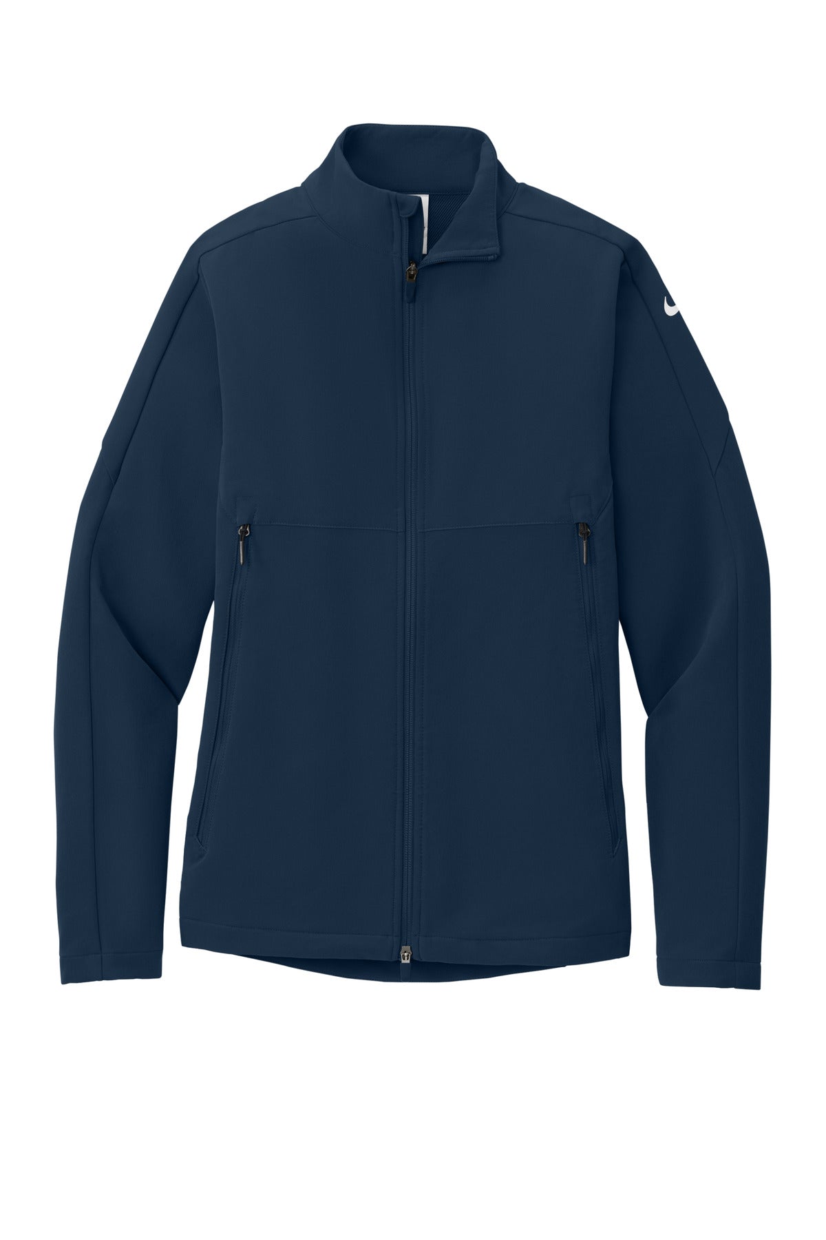 Front View of Navy Nike Full-Zip Soft Shell Jacket NKHM7926 plain