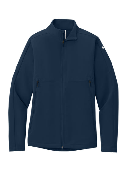 Front View of Navy Nike Full-Zip Soft Shell Jacket NKHM7926 plain
