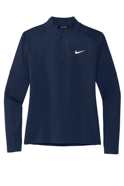 Front View of Navy Nike Women's Dri-FIT Element 1/2-Zip Top NKDH4951 plain