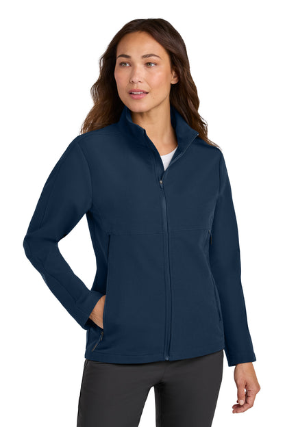 Front View of Navy Nike Women's Full-Zip Soft Shell Jacket NKHM7937 plain