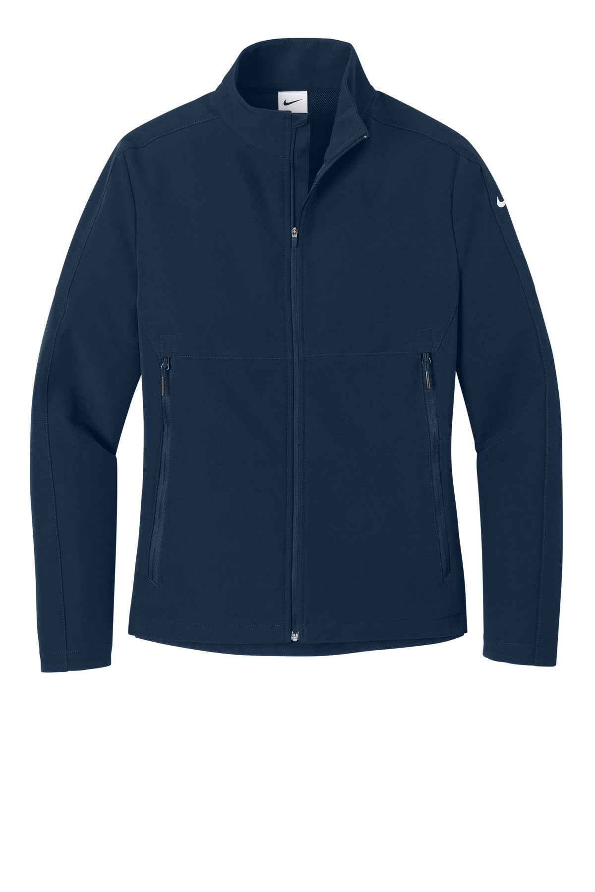 Front View of Navy Nike Women's Full-Zip Soft Shell Jacket NKHM7937 plain