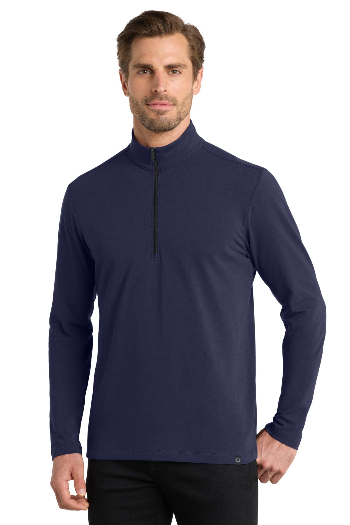 Front View of Navy OGIO Limit 1/4-Zip. OG139 plain