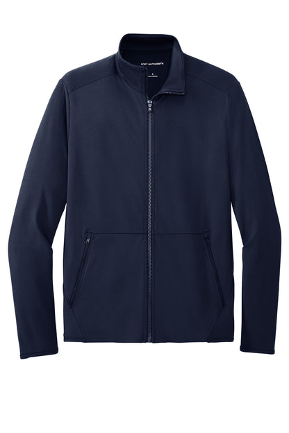 Front View of Navy Port Authority Accord Stretch Fleece Full-Zip K595 plain