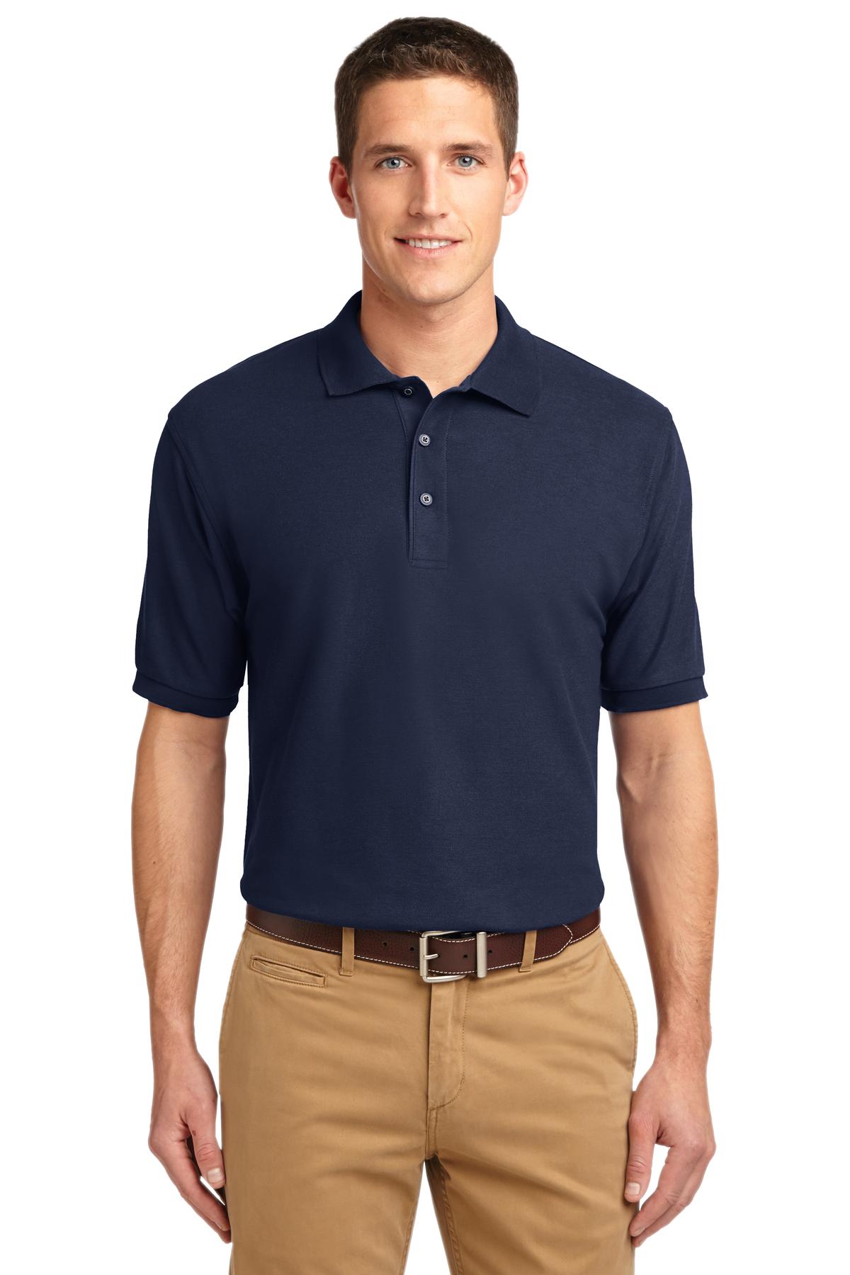 Front View of Navy Port Authority Extended Size Silk Touch Polo K500ES plain