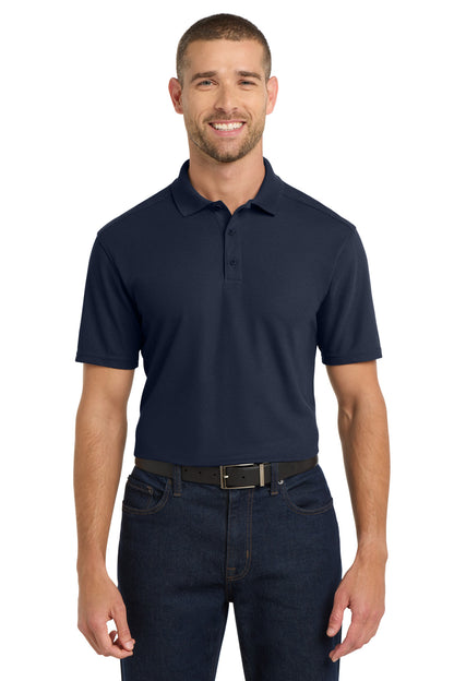 Front View of Navy Port Authority EZPerformance Pique Polo. K600 plain