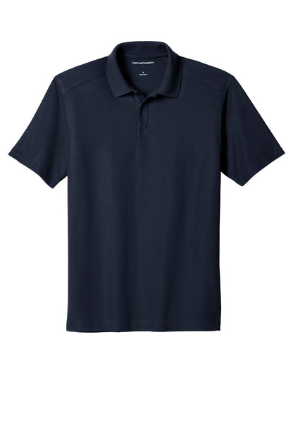 Front View of Navy Port Authority EZPerformance Pique Polo. K600 plain