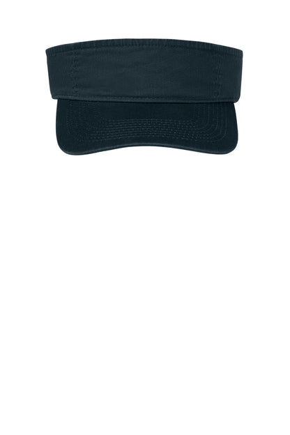 Front View of Navy Port Authority Fashion Visor. CP45 plain