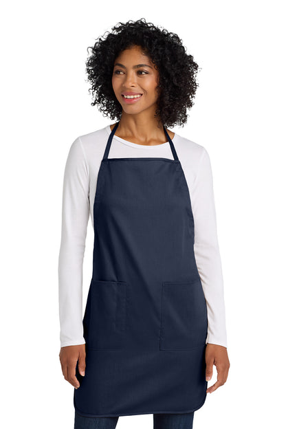Front View of Navy Port Authority Full-Length Apron. A520 plain