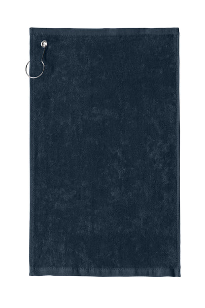Front View of Navy Port Authority Grommeted Hemmed Towel PT400 plain