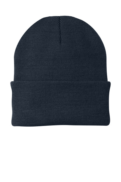 Front View of Navy Port Authority Knit Cap. CP90 plain