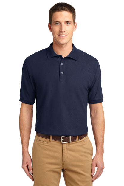 Front View of Navy Port Authority Silk Touch Polo K500 plain