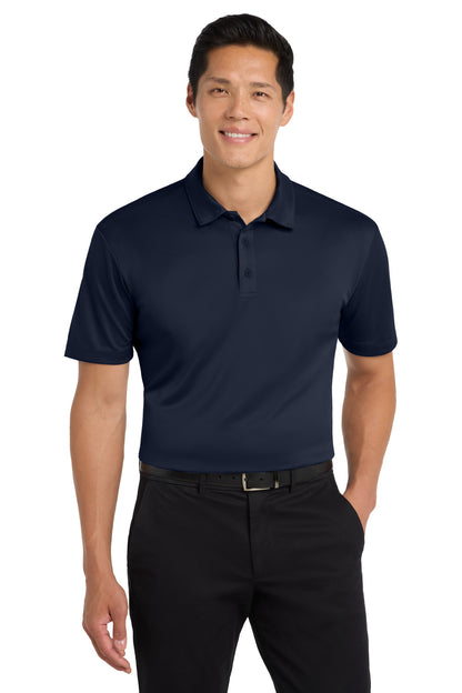 Front View of Navy Port Authority Tall Silk Touch Performance Polo. TLK540 plain
